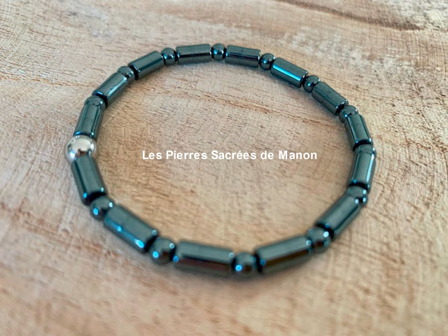 Bracelet Hématite - Perles cylindriques - 4mm