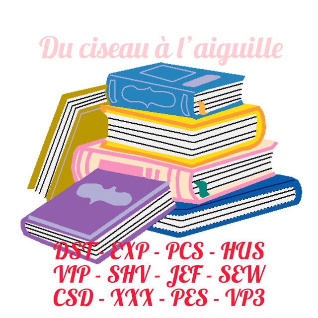 fichier broderie livres - Cadre 10x10 / 12 Formats