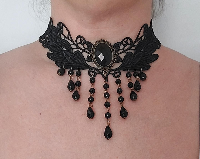 90- Collier Ras-de-cou Marquise de Pompadour NOIR