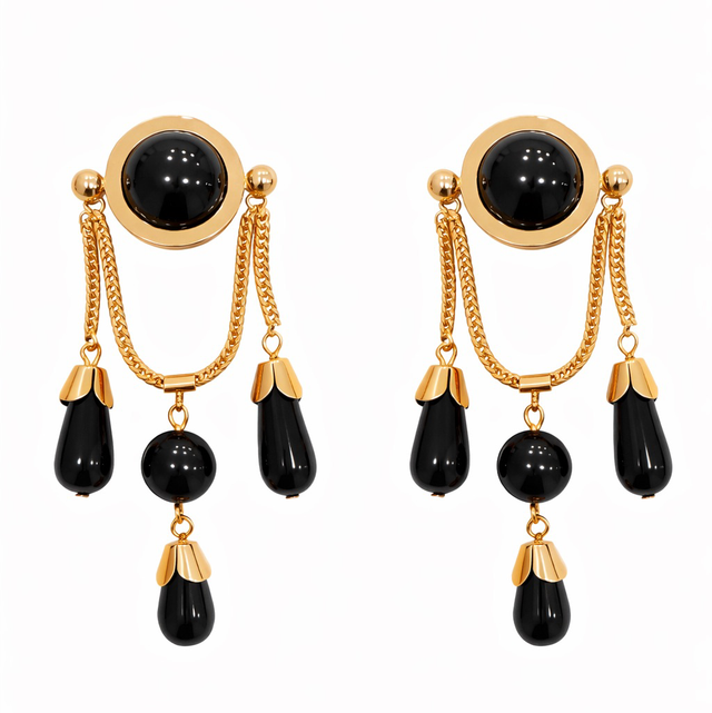 Pendientes cadena negros