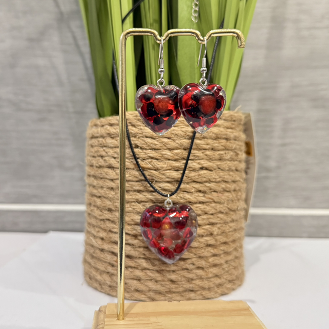 Parure Cœur rouge à paillettes 