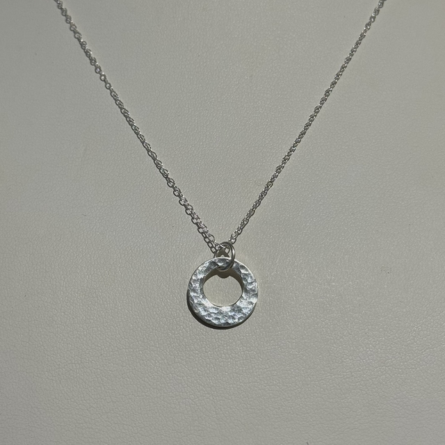 Silver Hammered Pendant Necklace
