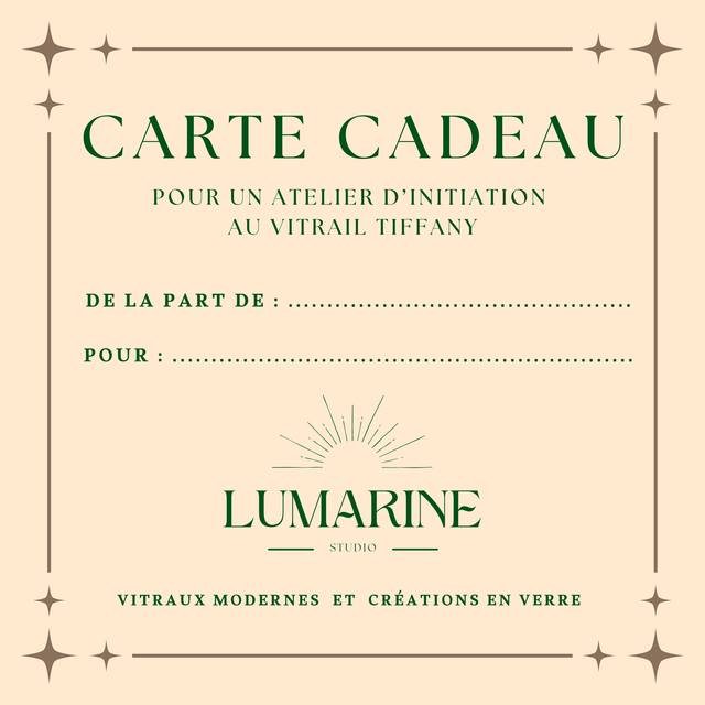 Carte cadeau &quot;Atelier d&#039;initiation au Vitrail Tiffany&quot;