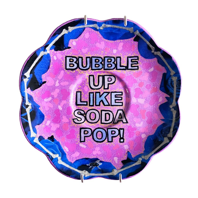 &quot;Bubble Up Like Soda Pop!&quot; Pink Upcycled Wall Plate - House of Frisson