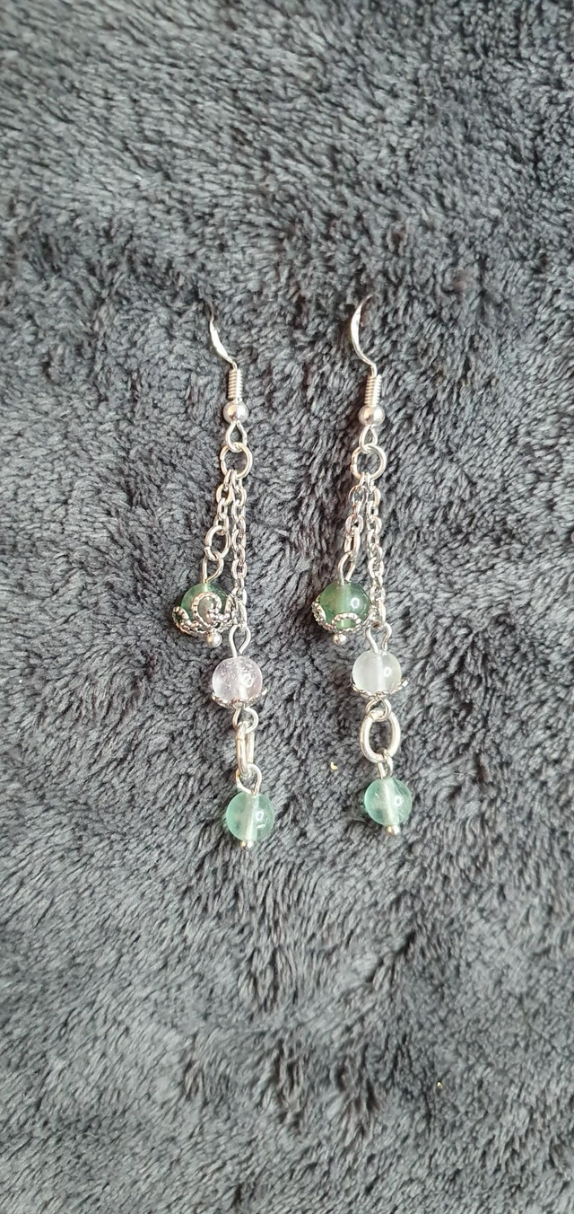 Boucles d'oreilles en Fluorite verte 