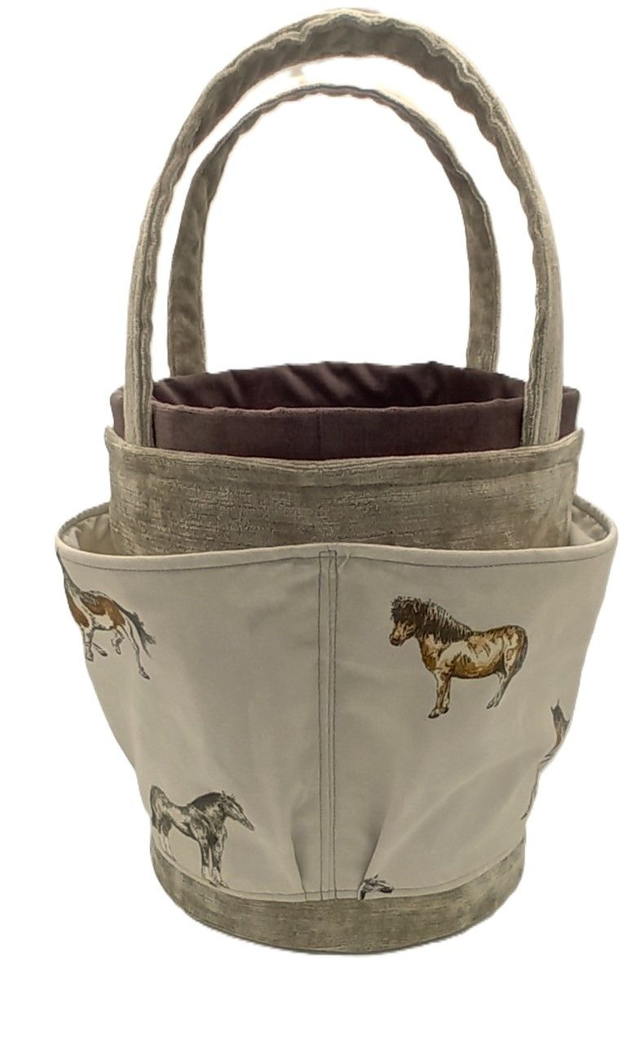 Large Bucket Bag Horse and Pony for Hobby Crafts Knitting Crochet and Multipurpose Storage