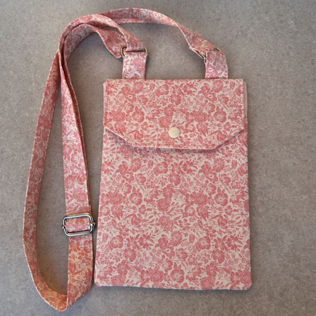 Bag - Fabric casual ladies bag - salmon pink flowers