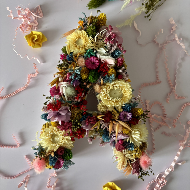 Lettre en carton fleurie Multicolore - Grand Format