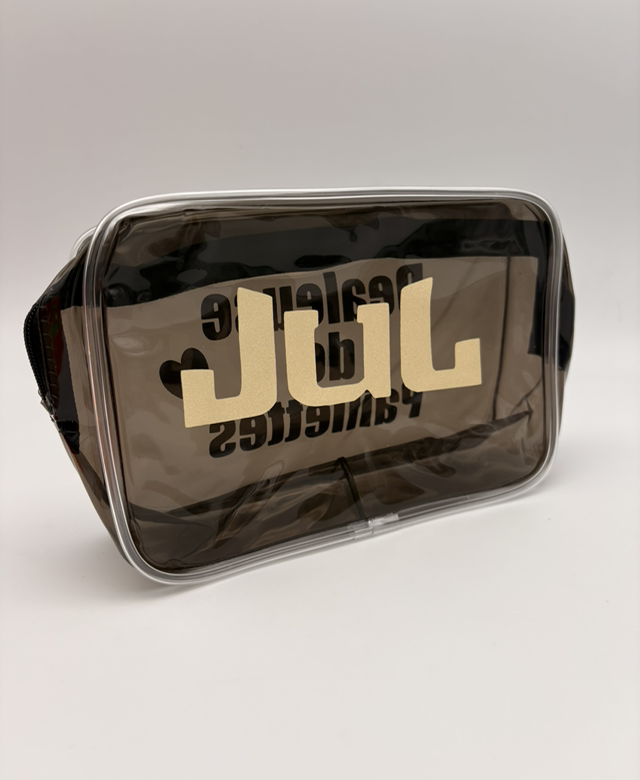 Pochette PVC noire et or