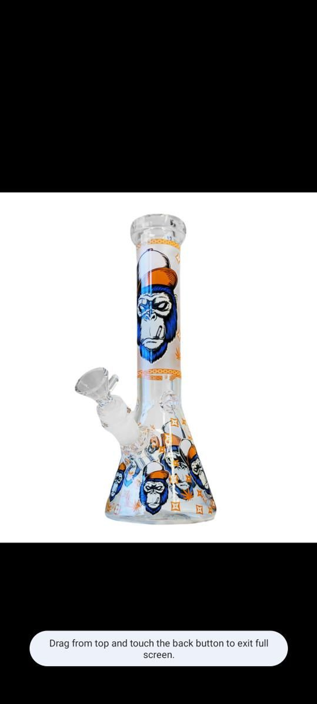 Glow in the Dark Orange Gorilla Triple Thick Glass Bong 25cm