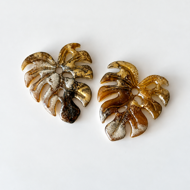 Pampilles Monstera Geante bronze et or