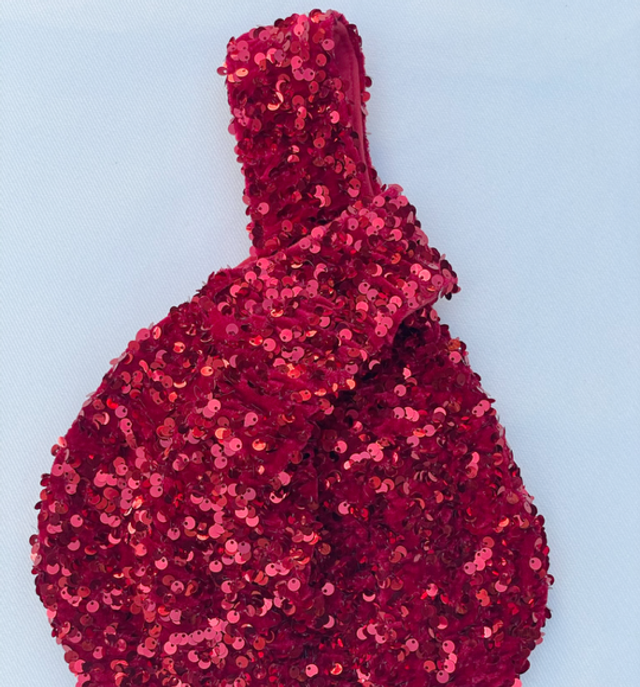 RED SEQUINS KNOT Purse