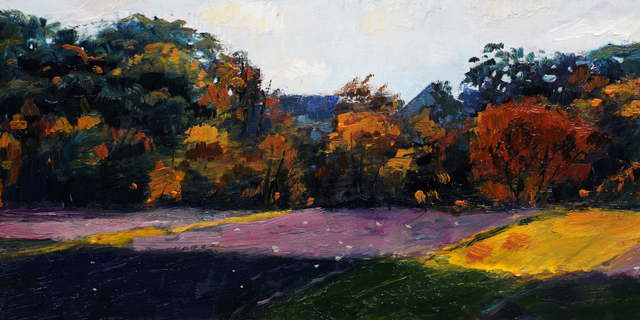 Jesień 15x30 olej płyta 2024 oprawiony