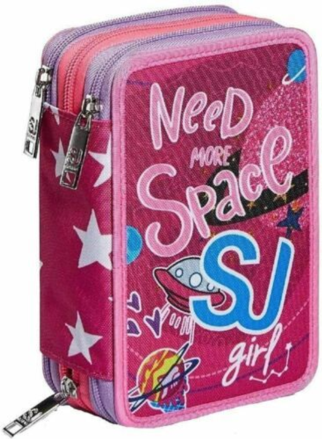 Astuccio Scuola 3 Zip Seven Sj Gang Ledtech Girl Completo 45 pezzi