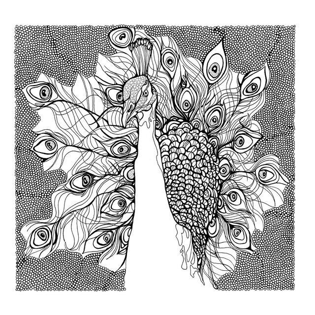 B&W A3 print - peacock