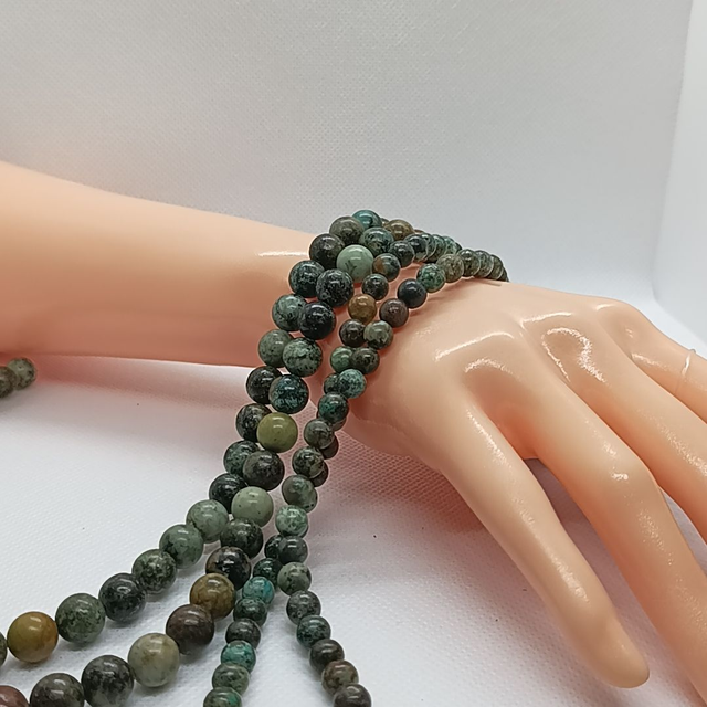 Turquoise Africaine Perles Rondes Polies - Fil Complet