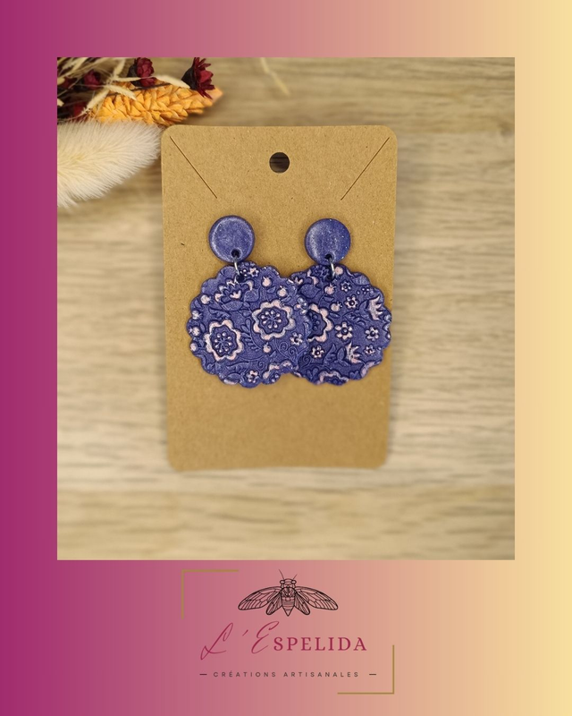 Ronds texturés violets/bleus, colorés en rose