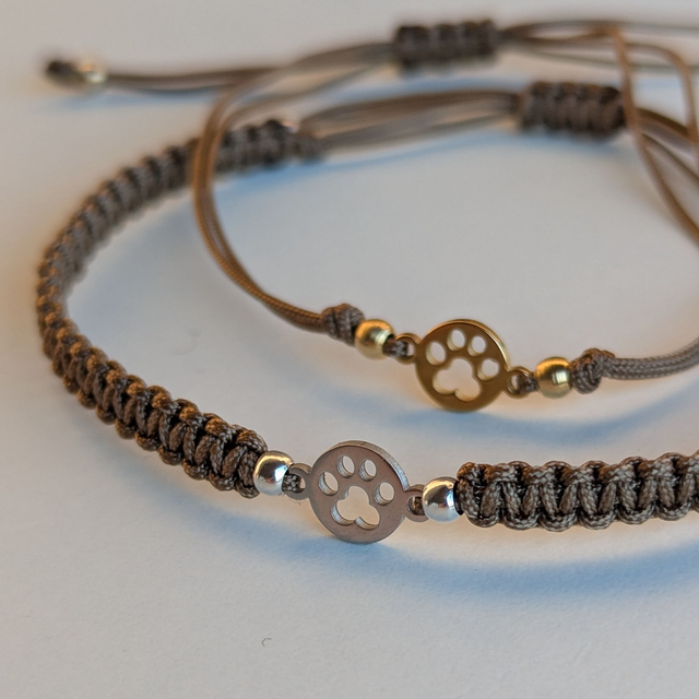 kleine Pfote - makramee Armband mit Edelstahlverbinder