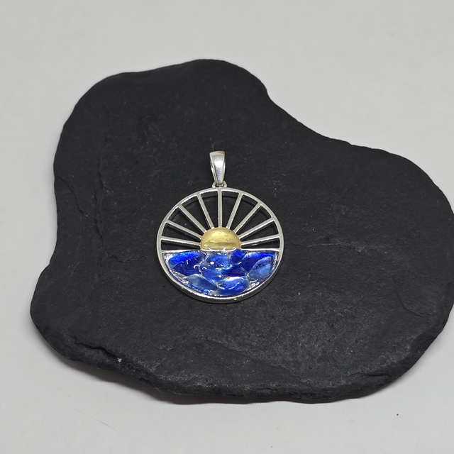 925 Sterling Silver Seaglass Sun Set Pendant