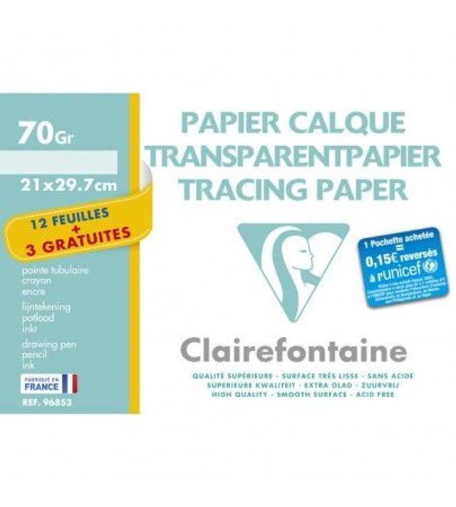 Papier calque A4 Pochette 12 feuilles - 3329680968538