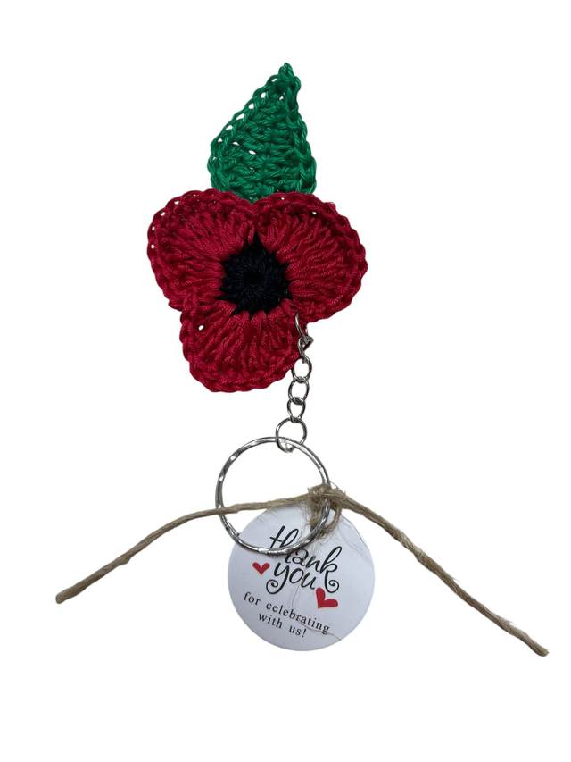Gehaakte poppy sleutelhanger