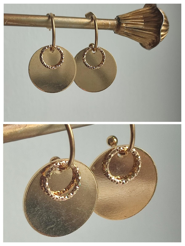 Créoles cercles en acier inoxydable doré -sans nickel, pièce unique 