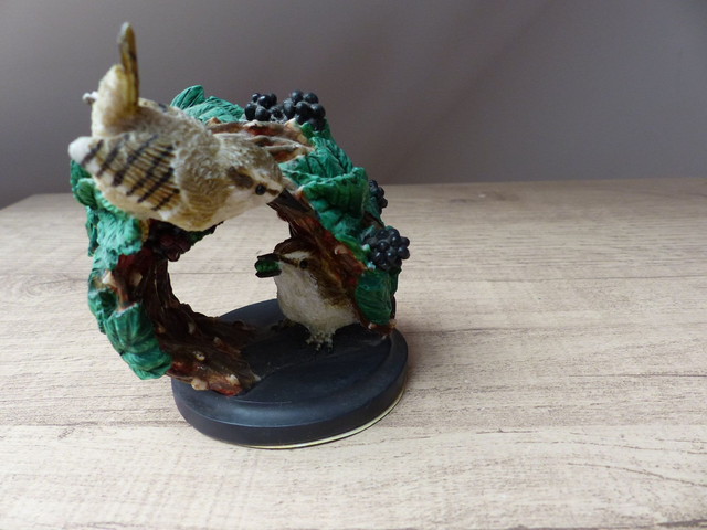 Rare Troglodyte « The Country Bird Collection » — Oiseau résine peint main, Vintage 2002, Pièce de collection