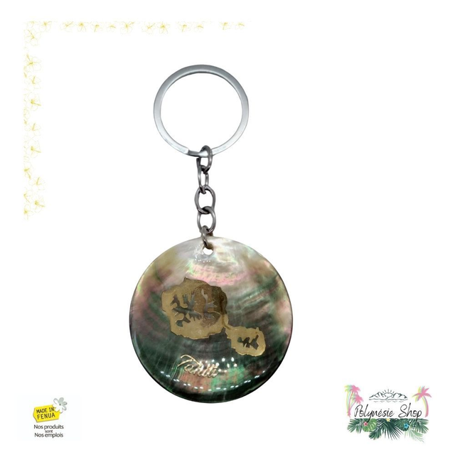 Porte-clés Nacre Carte de Tahiti