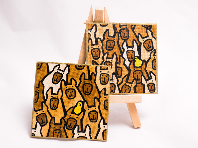 KAPIBARY magnes, kwadratowy kształt, ręcznie malowany, akwarela