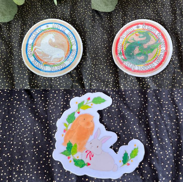 3 STICKERS - MÉDIÉVALE : Animaux 
