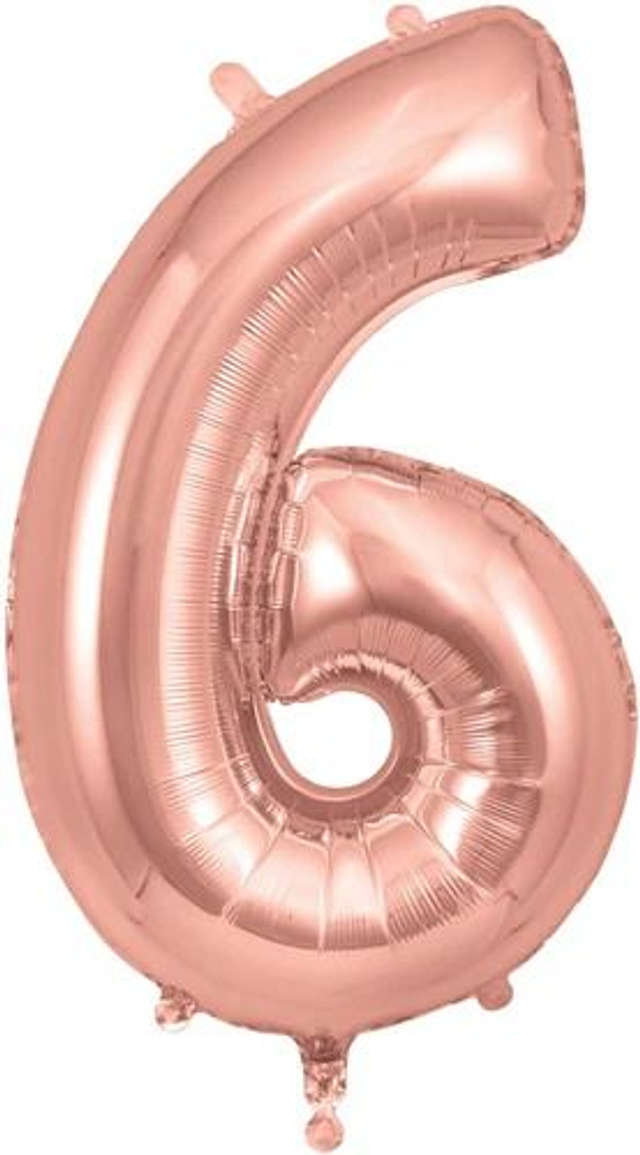 34" NUMBER 6 ROSE GOLD FOIL