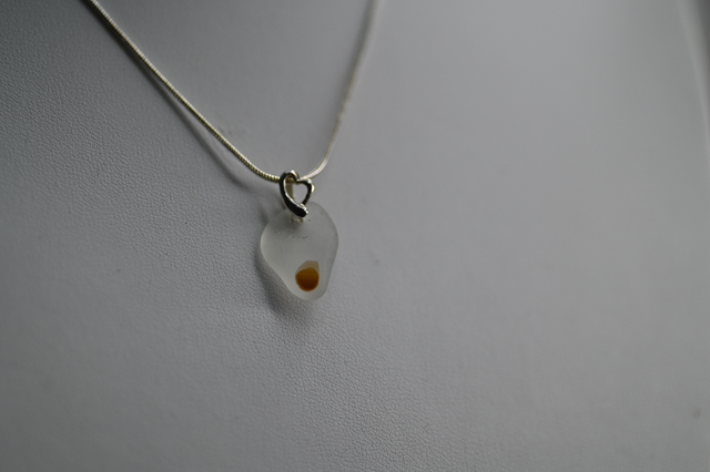 Clear/brown multi seaglass 925silber necklace 