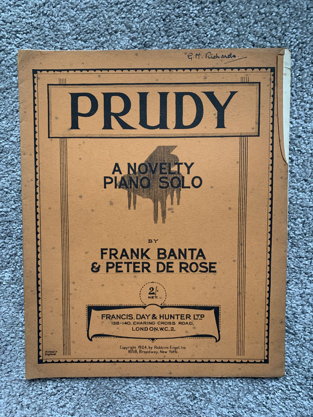 Prudy A Novelty Piano Solo by Frank Banta &amp; Peter De Rose Sheet Music