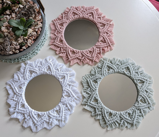 MIROIR en macramé - Modèle &quot;TINA&quot;