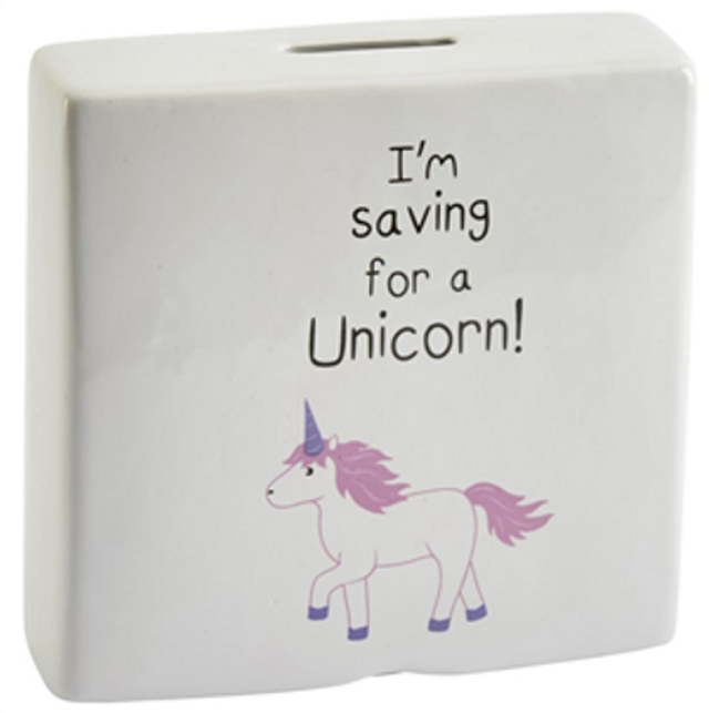 I&#039;m Saving For A Unicorn Ceramic Money Box.