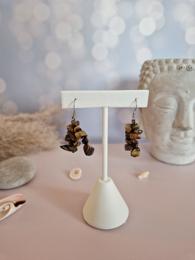 Boucles d’oreilles SAVANA – Œil de Tigre naturel d’Afrique du Sud