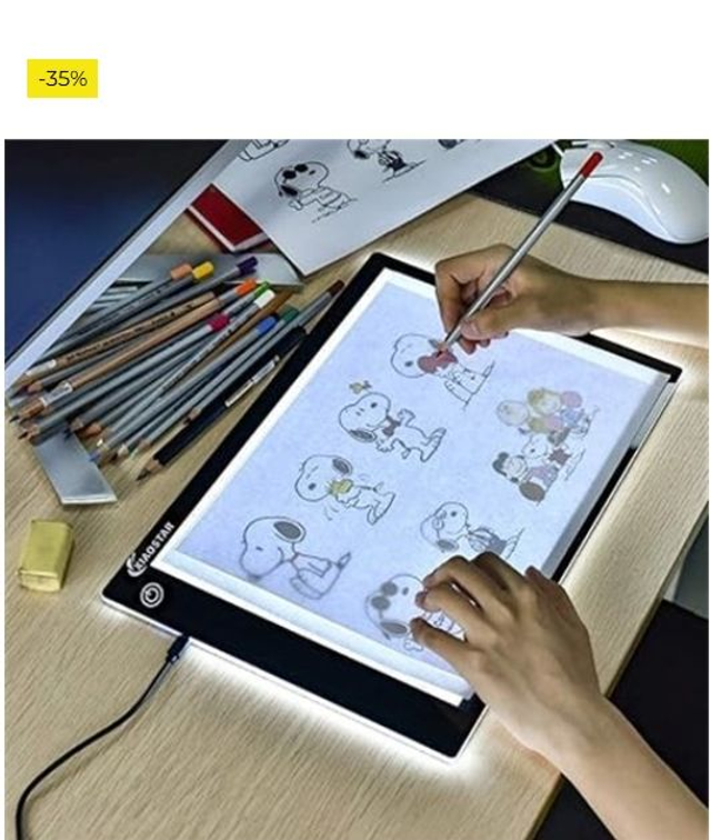 XIAOSTAR Mesa de Luz de Dibujo LED A4 Tableta de Luz LED A4 Tablero de Pintura de Ultrafino,Cable USB con Brillo Ajustable