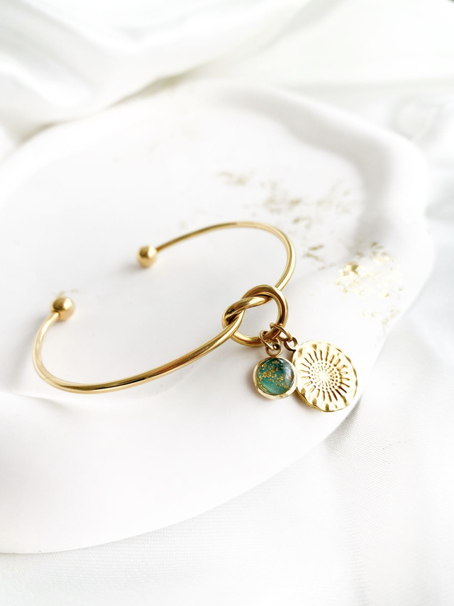 Bracelet Jonc Gaby | Vert et Or