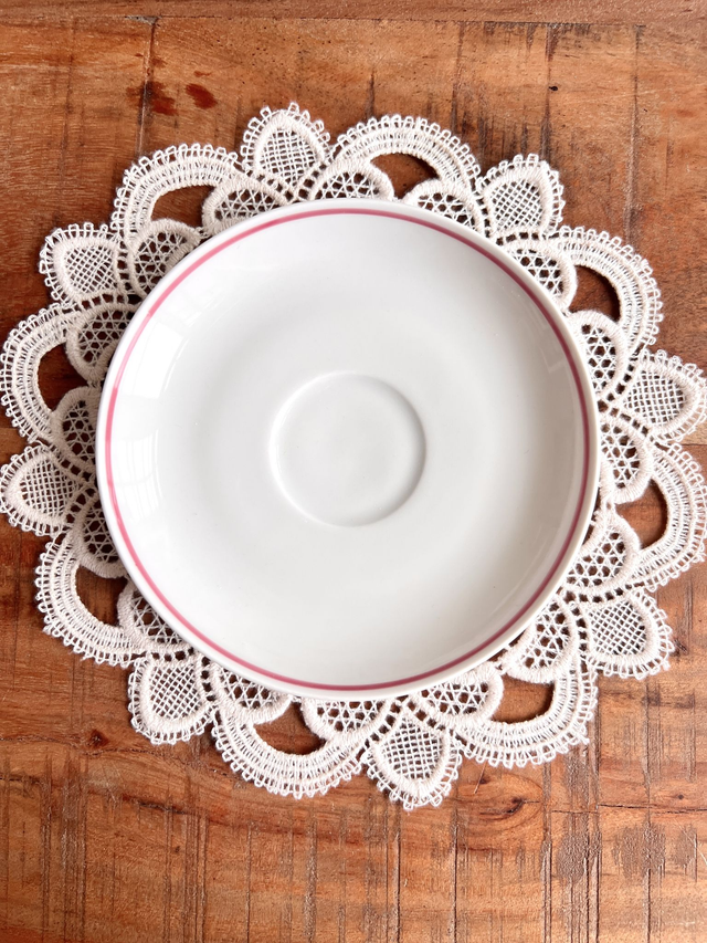 ✨ Sous tasse - en porcelaine &quot;liseré rose&quot;