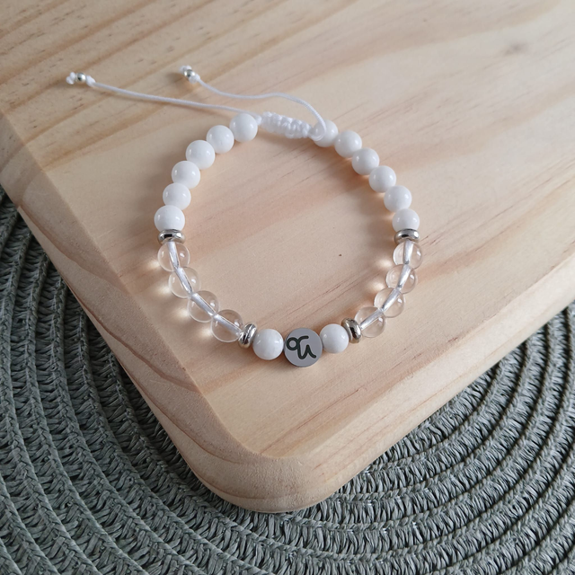 Sterrenbeeld armband witte Jade met Bergkristal - Steenbok