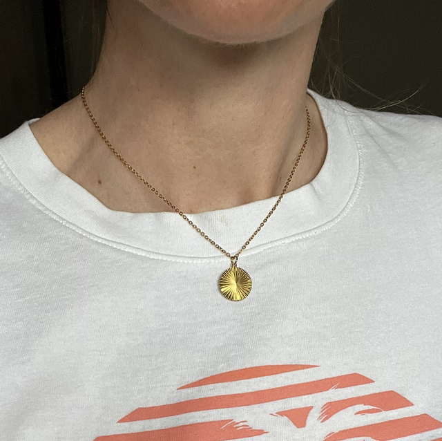 Gold Stainless Steel Sun Necklace
