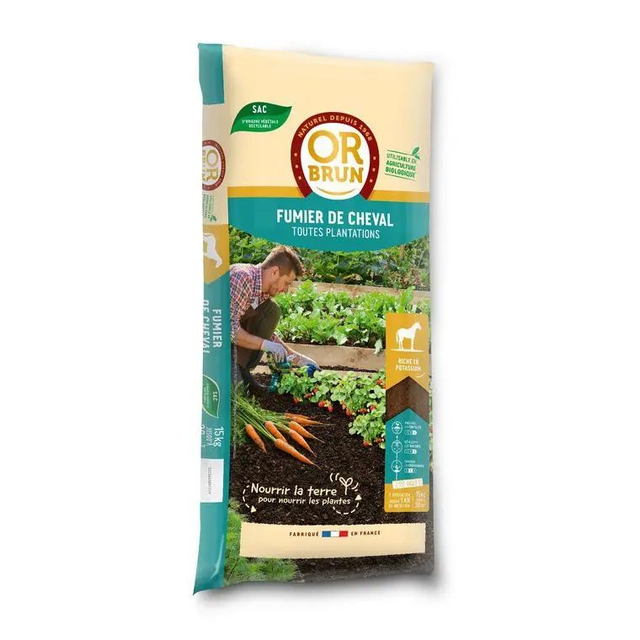 🌱 Fumier de cheval Or Brun – 15 kg