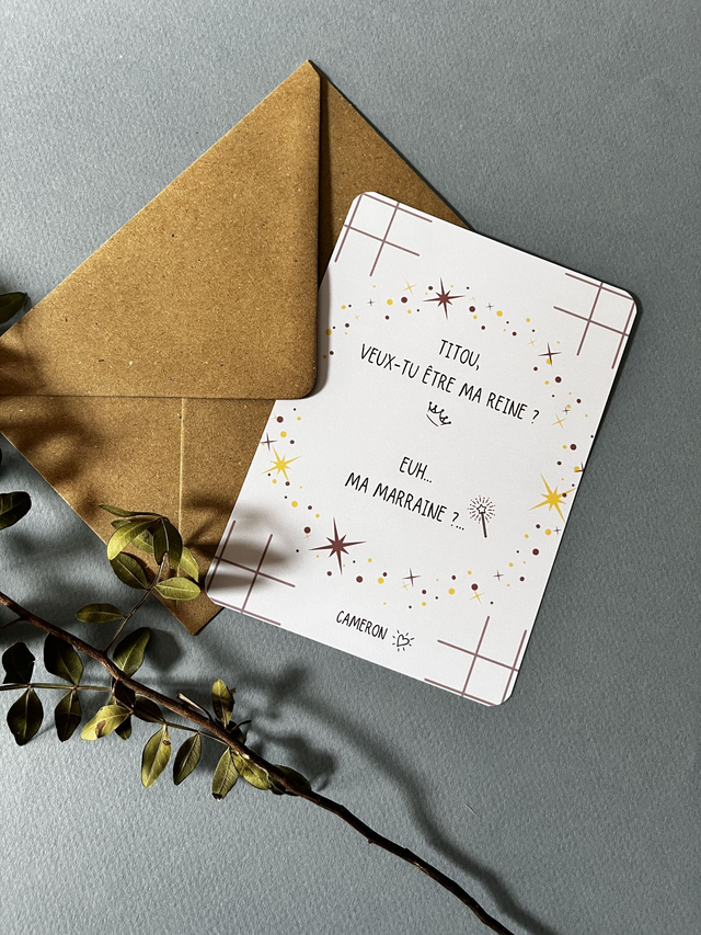 Carte de &quot;demande en Marraine&quot; (personnalisée)