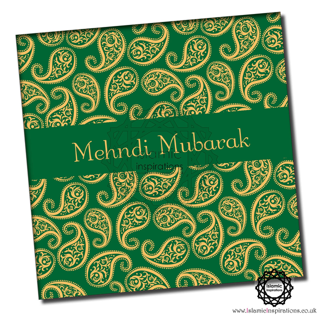 Mehndi Mubarak Green Yellow Greeting Card - MEH002 
