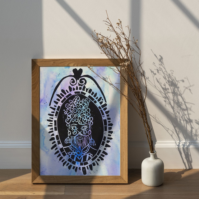 Linogravure "Médaillon Queer"