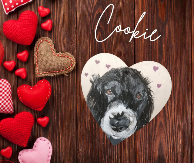 Portrait de votre animal sur coeur  bois 2 dimensions au choix