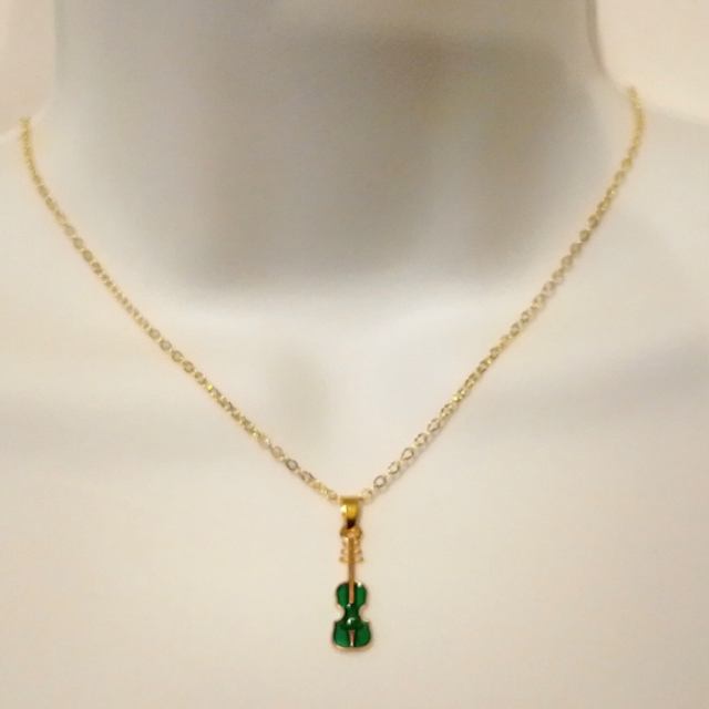 Ladies Handmade 18" Gold Coloured Music Themed Pendant Necklace - 5 Styles - Guitar Violin Treble Clef Trumpet