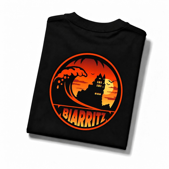 T-shirt noir Belza Halloween orange 