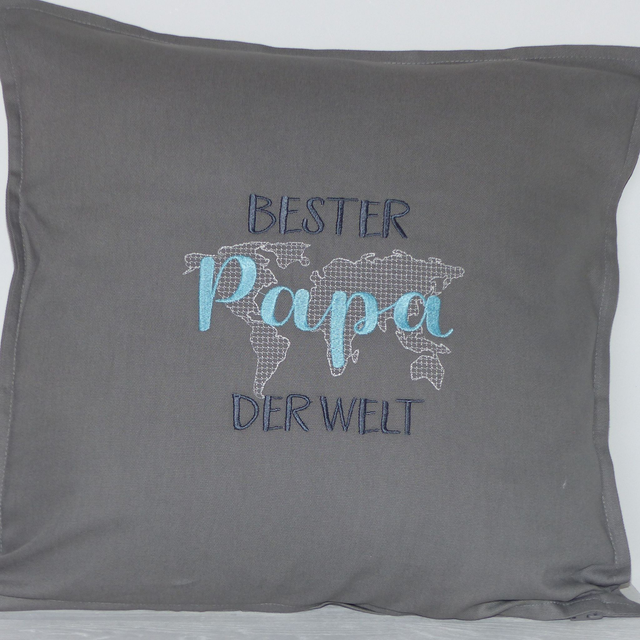 Kissenhülle grau „Bester Papa“