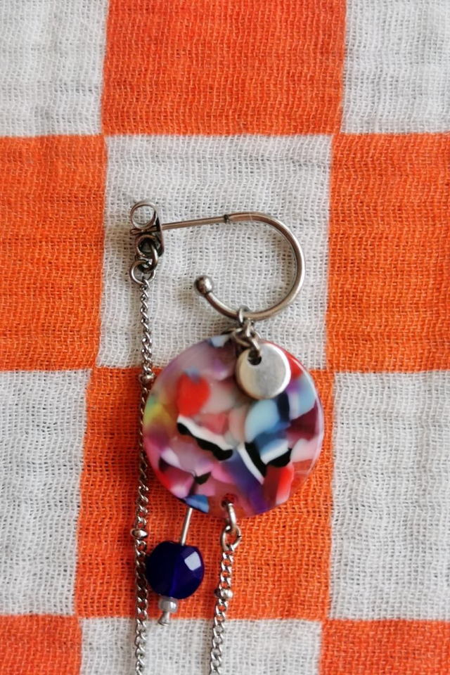 Boucles d'oreilles Asymétriques Multicolores